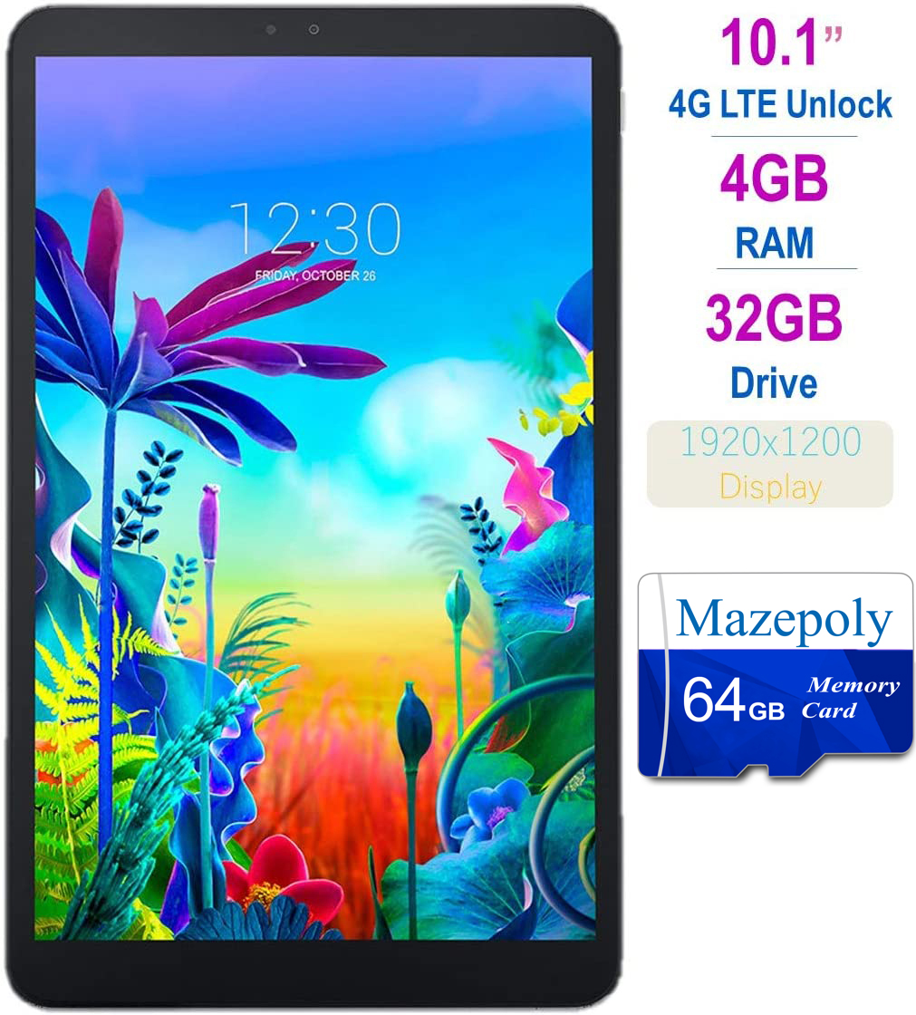 LG G Pad 5 10.1-inch (1920x1200) 4GB LTE Unlock Tablet, Qualcomm MSM8996 Snapdragon Processor, 4GB RAM, 32GB Storage, Bluetooth, Fingerprint Sensor, Android 9.0 w/Mazepoly 64GB Memory Card - image 1 of 6