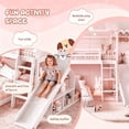 thumbnail image 5 of Bellemave Twin Over Full Bunk Bed with Slide and Storage Shelves, Wooden House-Shaped Bunk Beds with Wardrobe, L-Shape Floor Bunk Bed Frame with Inclined Ladder for Kids（White), 5 of 9