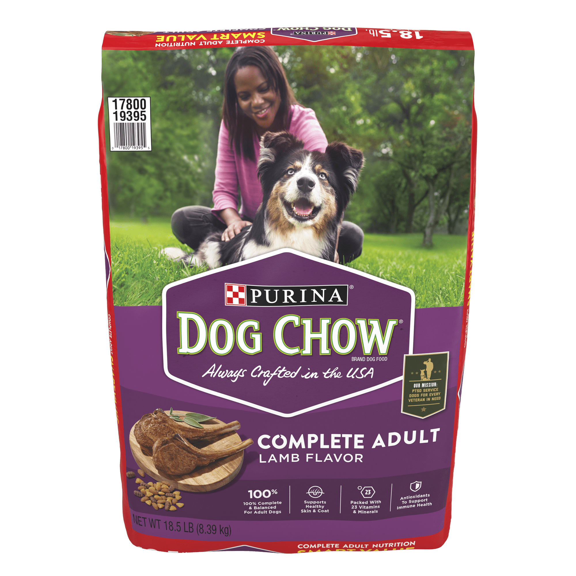 Purina Dog Chow Complete Adult Dry Dog Food Kibble With Lamb Flavor, 18.5 lb. Bag