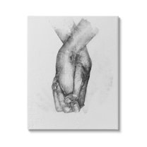 Stupell Industries Simple Vintage Black & White Hand Holding Illustration Canvas Wall Art, 36 x 48, Design by Ros Ruseva