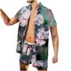 thumbnail image 1 of Conjunto casual de blusa y pantalones de playa de manga corta con estampado de botones para hombre Pompotops  oipoqjl36068, 1 of 5