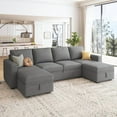 thumbnail image 3 of HONBAY Pull Out Sleeper Sofa Set Linen Couch Bed with Storage for Living Room, Grey, 3 of 9