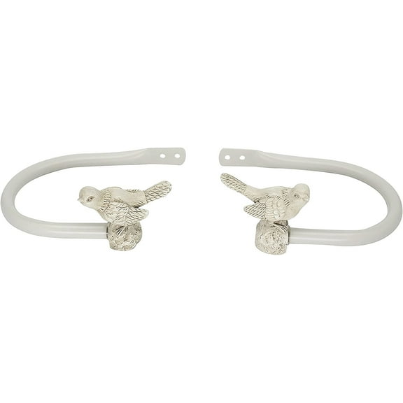 MERIVILLE Set of 2 Decorative Bird Window Curtain Holdbacks for Draperies, Country White