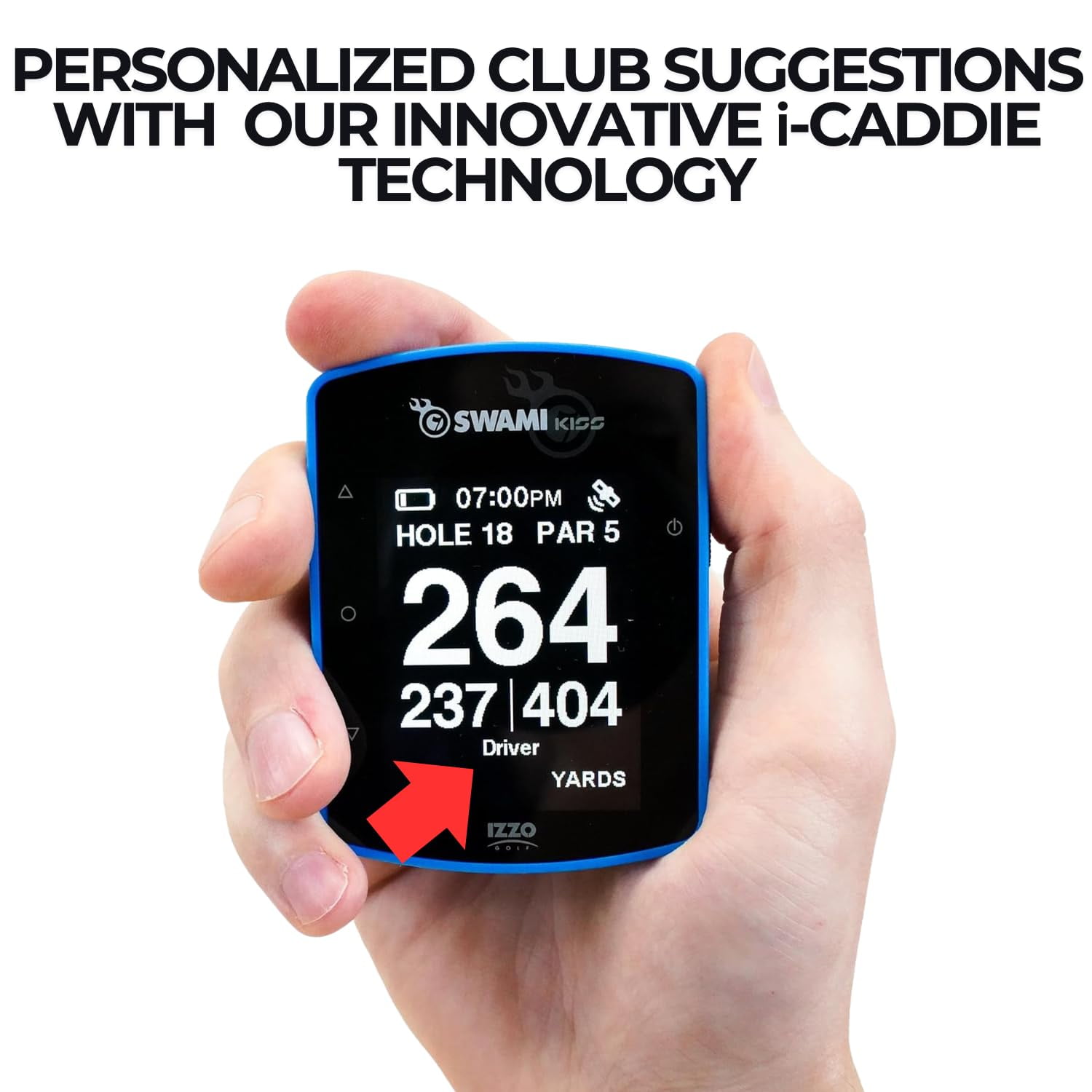 Izzo Swami KISS 2.0 Golf GPS Rangefinder with i-Caddie & Magnetic Cart Mount – 38,000+ Courses, Club Suggestions, Yardage to Green, Shot Tracking, Long Battery Life
