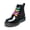 BLACK/PU, variant on Kids Glitter Ankle Boots Side Zipper Combat Shoes with Lace-Up for Toddler Little Kid & Big Kid