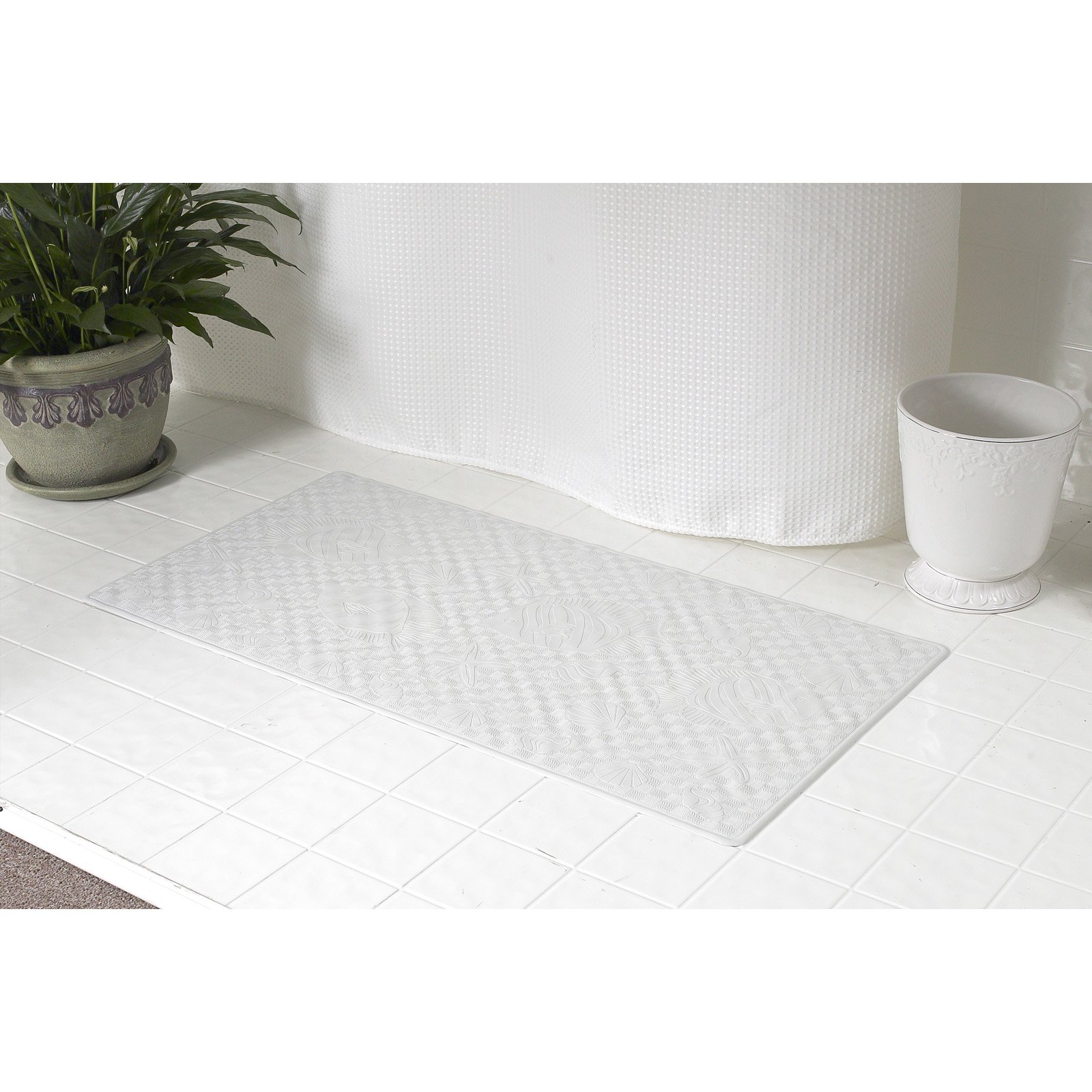 Small (13'' x 20'') SlipResistant Rubber Bath Tub Mat in White