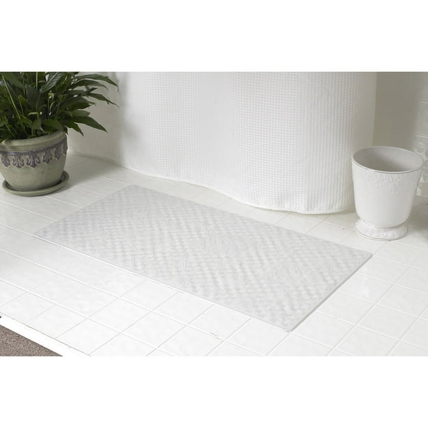 Small (13'' x 20'') SlipResistant Rubber Bath Tub Mat in White