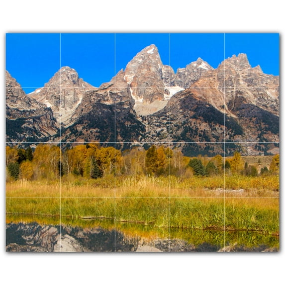 Picture-Tiles.com: Mountains Ceramic Tile Wall Mural WAL500864-54S. 21.25"W x 17"H using (20) 4.25" x 4.25" Ceramic Tiles-Satin Finish