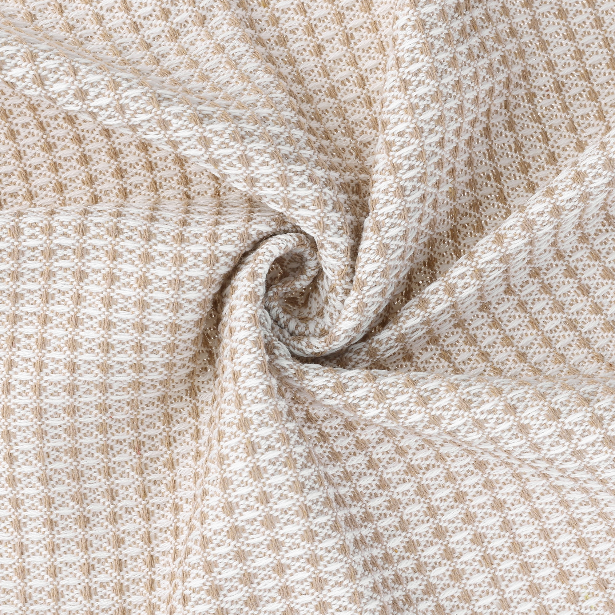 Unique Bargains Rectangle Cotton Linen Table Cover with Tassels for Dining Table Khaki 51"x71"