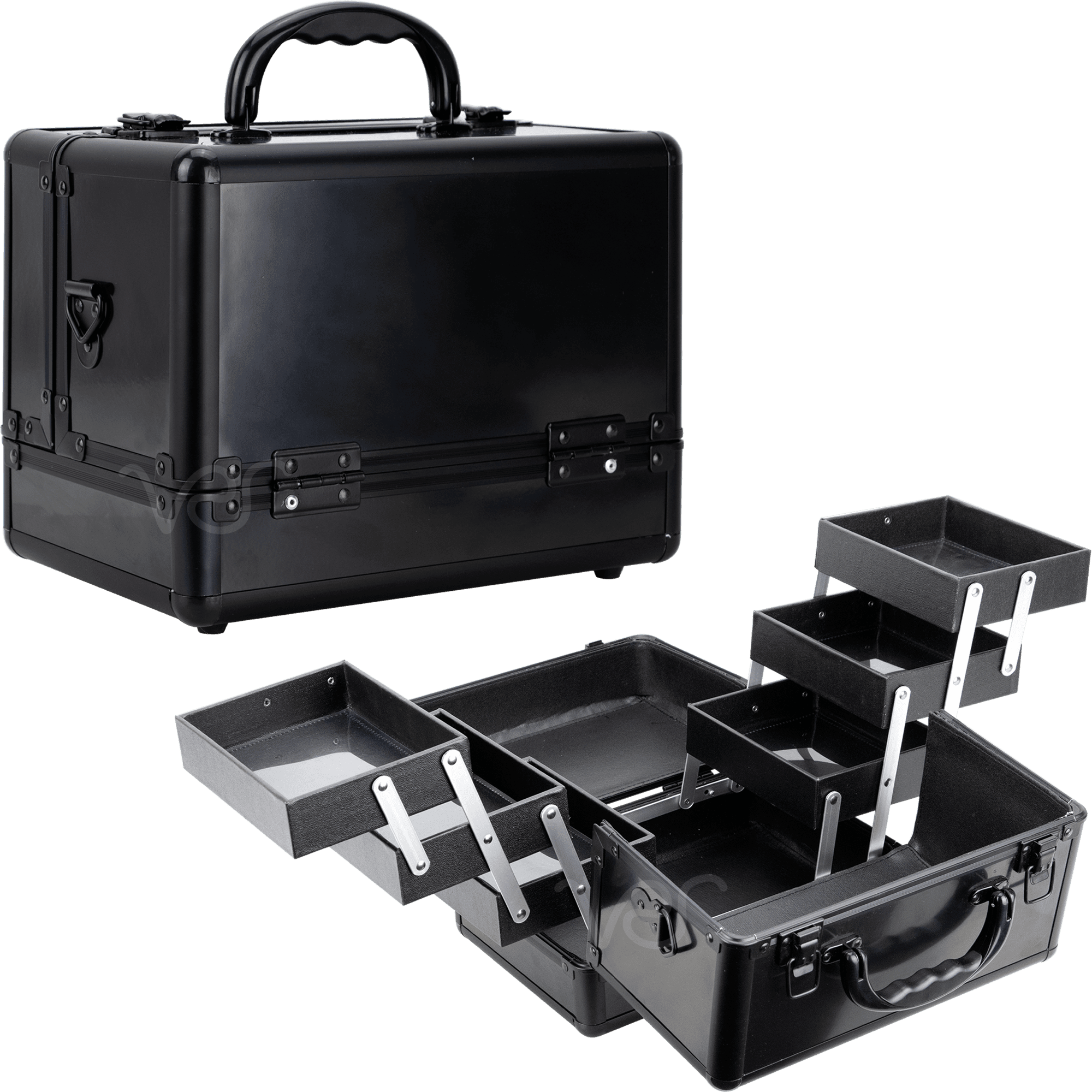 Cosmetic Makeup Train Case Organizer Storage with Six Extendable Trays