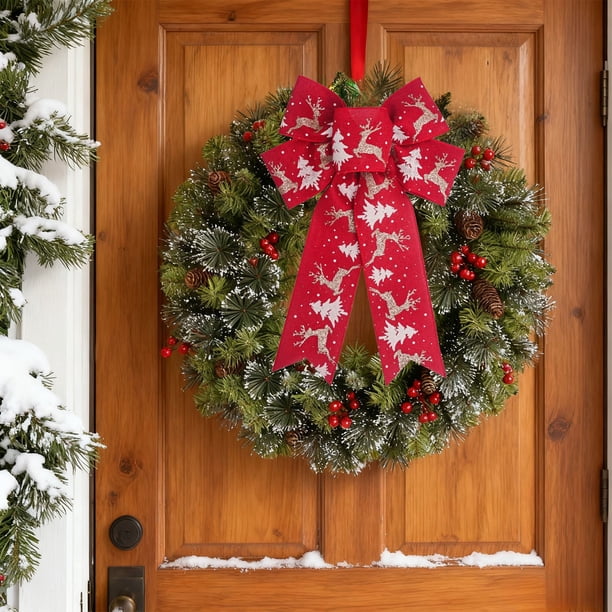 Christmas Decoration Bow Christmas Tree Wreath And Outdoor Or Home Decoration Door Decoration Party Atmospheres Decoration Props