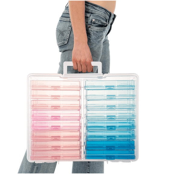 WRVCSS Colorful 4" x 6" Photo Organizers and Photo Storage Box with Handle, 16 Inner Photo Cases, Portable Picture Organizers & Photo Storage Containers