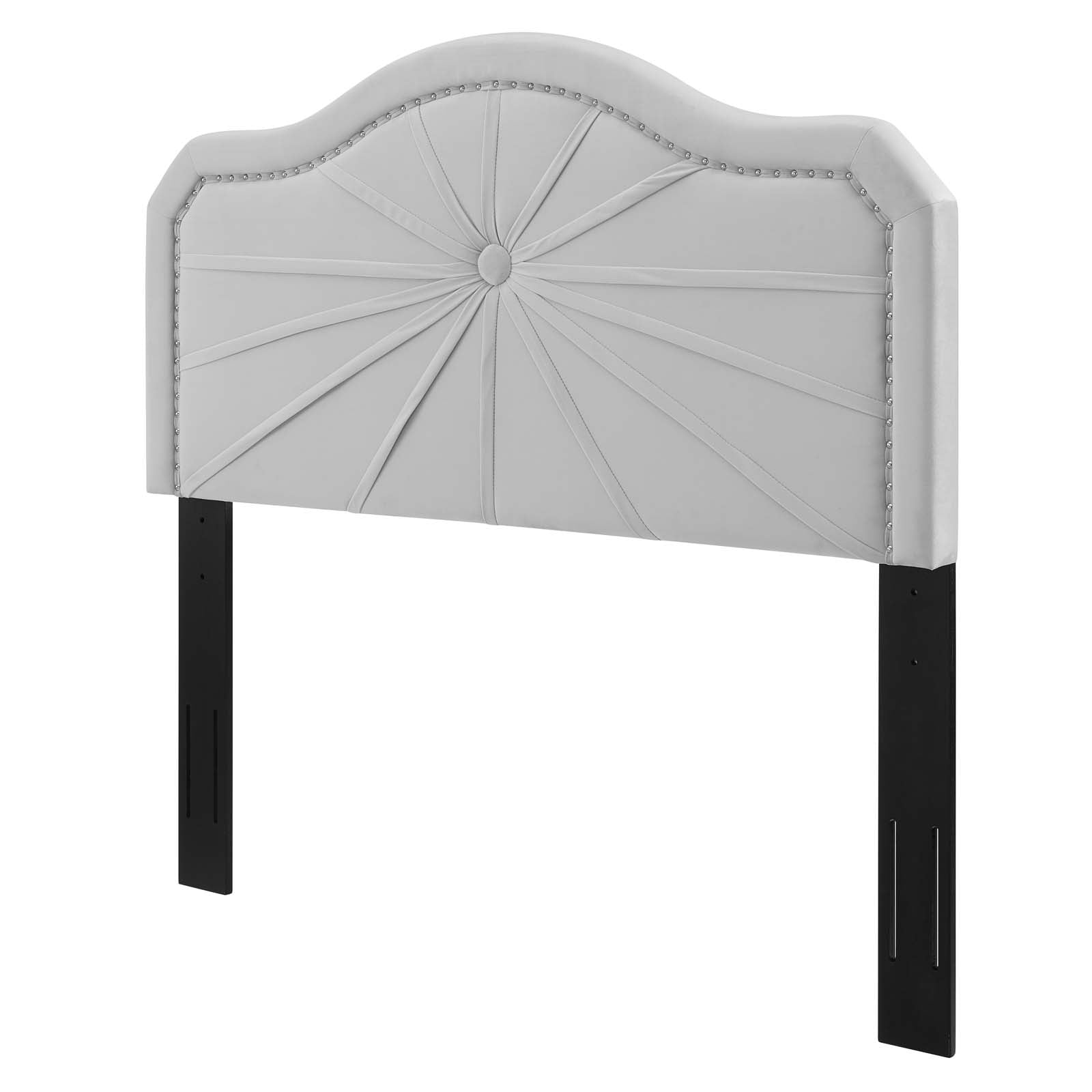 Headboard, Twin Size, Velvet, Light Grey Gray, Modern Contemporary