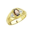 thumbnail image 4 of Rylos 14K Yellow Gold Classic 7X5MM Oval Smoky Quartz & Sparkling Diamond Ring - Birthstone Jewelry for Men -Size 12, 4 of 7