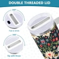 thumbnail image 3 of Yayeee 40oz Stainless Steel Tumbler with Straw and Handle Double-Wall Insulated Travel Water Bottle, Floral Dogs Pattern, 3 of 8