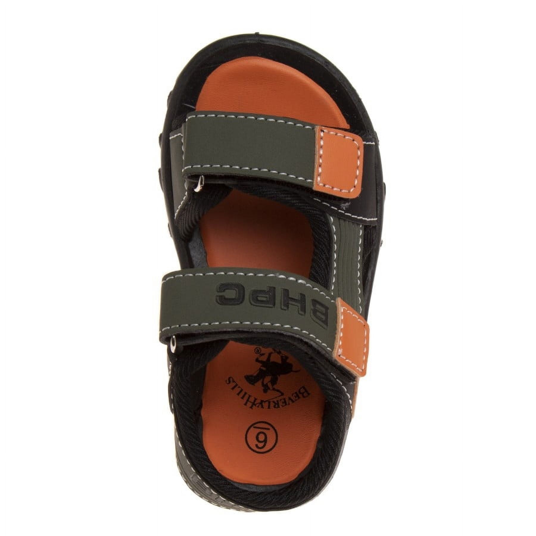Beverly Hills Polo Club Boys Double Hook & Loop Flat Heel Sport Sandals (Toddler Sizes)