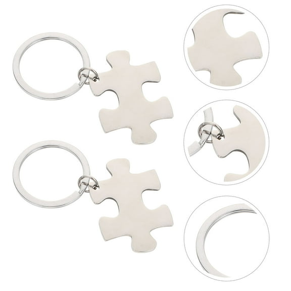 Raindrops 2Pcs Stainless Steel Puzzle Piece Keychains Couple Keychain Set Love Keychains
