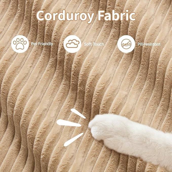 Howcool 80" Modern Corduroy Boneless Love Seat Couches with 1 Ottoman,2 Seater Large Sectional Couches for Living Room,Cloud Modular Sectional Sofa,Memory Foam, Extra Deep Loveseat,No Assembly,Camel
