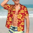 thumbnail image 5 of Lsque Red Vintage Flowers pattern Hawaiian Shirt for Men, Unisex Summer Beach Casual Short Sleeve Button Down Shirts-Large, 5 of 9
