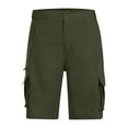 thumbnail image 3 of Men Casual Fashion Solid Shorts with Multi-pocket Button Zipper Elastic Waist Shoort Pants, 3 of 7