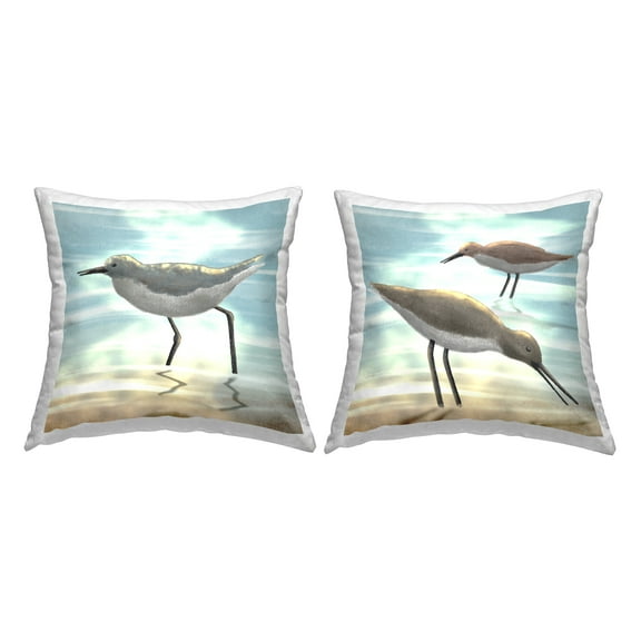 Stupell Industries Sandpipers On Beach Shore Sunlit Ocean Waves Design by Marcus Prime Throw Pillow (set of 2)