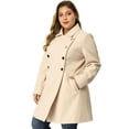 thumbnail image 1 of Abrigo De Doble BotonaduCon Cuello Vuelto TalGrande PaMujer Beige 3XL, 1 of 6