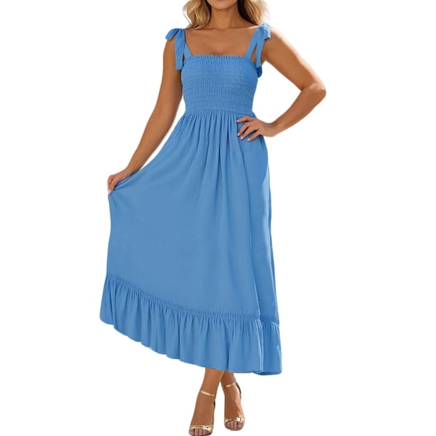 Mono sin mangas con tirantes para mujer: falda larga plisada de color liso con corte en A, tirantes ajustables y diseño en contraste, ideal para la playa.