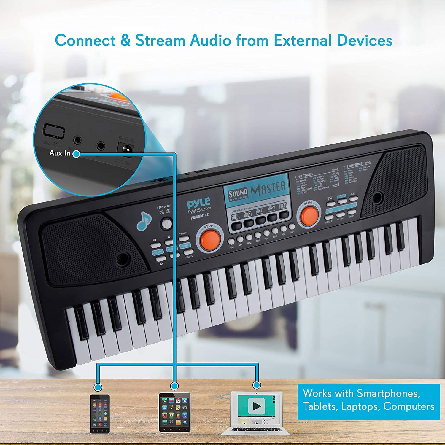 Pyle PKBRD4112 Electronic 2-in-1 Streaming Karaoke Portable Piano Keyboard