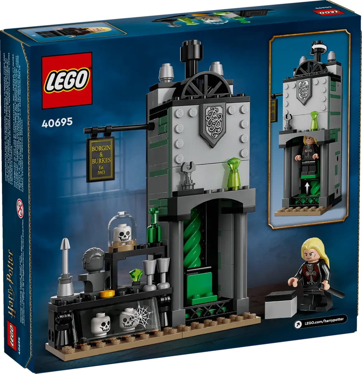 LEGO® Harry Potter Diagon Alley Borgin and Burkes: Floo Network Set 40695 – Lucius Malfoy Minifigure with Disappearing Fireplace Function, 190 Pieces, Gift for Kids Aged 8+
