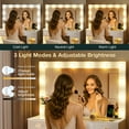 thumbnail image 4 of Makeup Vanity with 3 Modes Lighted Mirror & 12 LED Bulbs, Glass Top Vanity Desk with Power Outlet, 4 of 6