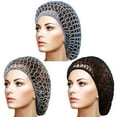 thumbnail image 1 of Women's Mesh Hairnets, Rayon Hairbands, Compatible with Crochet Sleeping Hairnets, 3 Pack, 1 of 5