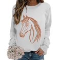 thumbnail image 6 of IMENGL Casual Crewneck Sweatshirt for Womens Loose Fit Horse Print Riding Horse Lover Long Sleeve Neck Tops Shirts Pullover Hoodless Women's Oversized Sweatshirts,S-3XL, 6 of 7
