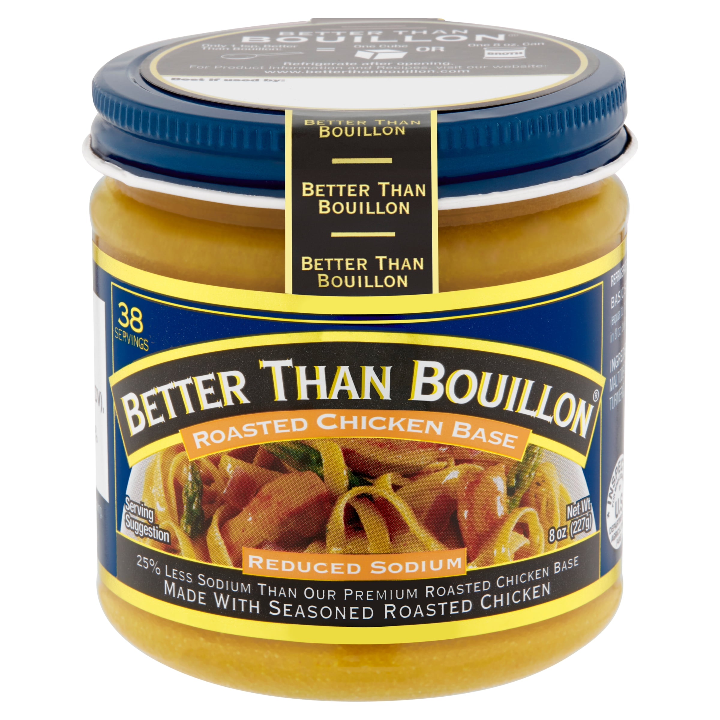 (6 pack) Better Than Bouillon Reduced Sodium Roasted Chicken Base, Shelf-Stable, 8 oz Jar