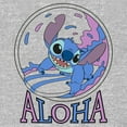 thumbnail image 2 of Junior's Lilo & Stitch Pink and Blue Aloha Surf Sweatshirt Heather Gray Small, 2 of 2
