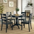thumbnail image 2 of Lexington 5-Piece Wood Dining Round Table and 4 Ladder Back Chairs, Dark Denim, 2 of 6