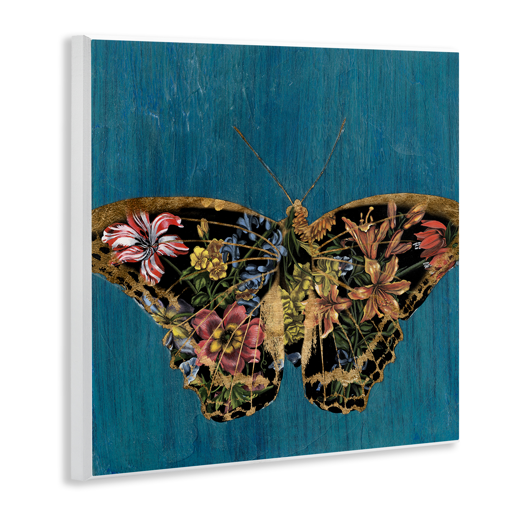 Stupell Industries Butterfly with Floral Wings Animals & Insects Painting Unframed Art Print Wall Art, 12 x 12