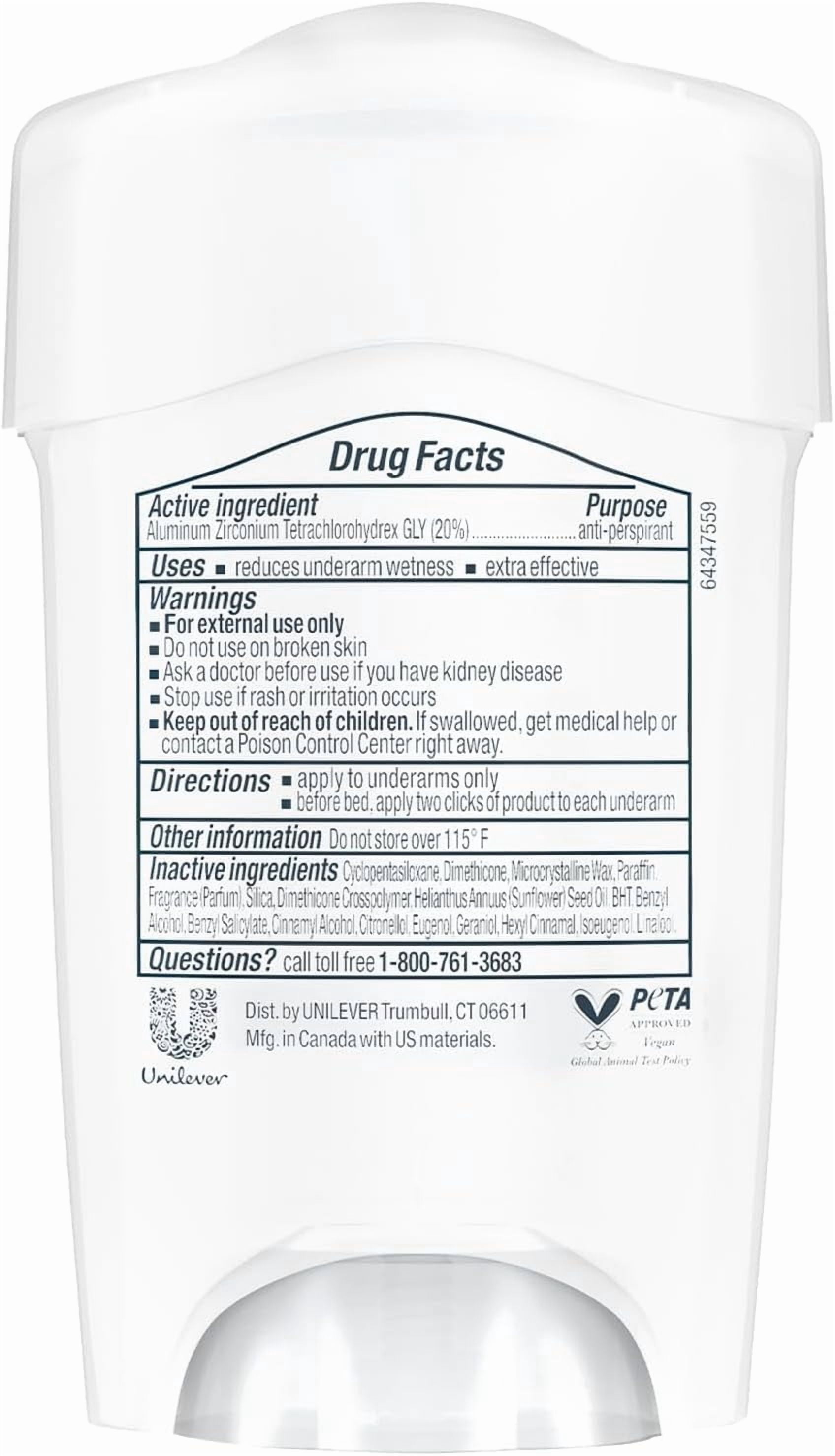 Dove Deodorant for Women, Clinical Protection Antiperspirant, Original Clean 4-Pack – Prescription Strength Wetness Protection with ¼ Moisturizers, 1.7 Oz Ea