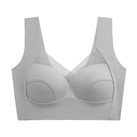 

NRUDPQV women s fixed cup ice silk beautiful back gathered without steel ring comfortable and bra for sports sleep