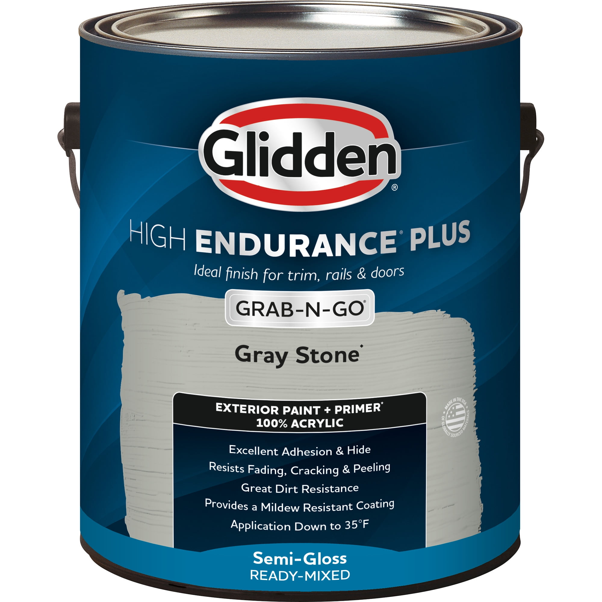 Glidden HEP Grab-N-Go Gray Stone / Grey Semi-Gloss Exterior Paint with Primer, 1 Gallon