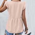 thumbnail image 3 of Vedolay Womens Short Sleeve Tops Womens V Neck Short Sleeve Crop Tops Casual Basic Solid T Shirts Summer Slim Tee,Beige M, 3 of 4