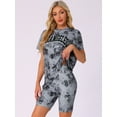 thumbnail image 2 of DARING DIVA Sport Sweatsuit Tie Dye Pullover Top Biker Shorts Pajama Set XS Black, 2 of 7