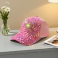 thumbnail image 6 of Daiosportswear Glitter Sequin Baseball Cap,Women's Adjustable Mesh Hat,7.1x4.3x2.8in,Shiny Sequins,Mesh Back,Ponytail Hole,22-24.4in Head Circumference,Outdoor/Party Use,Travel Sun Hat, 6 of 6
