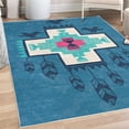 thumbnail image 1 of Tribal Decorative Rug, Hand Drawn Dreamcathcher Folkloric Birds Image Ethnic Ikat Design, Quality Carpet for Bedroom Dorm and Living Room, 6 Sizes, Sea Blue Pink, by Ambesonne, 1 of 4