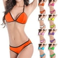 thumbnail image 2 of ENJOYW Ensemble de Maillot de Bain 2 Pcs/Ensemble Couleur Contrastée Séchage Rapide Classique Été Bikini pour Polyester, 2 of 7