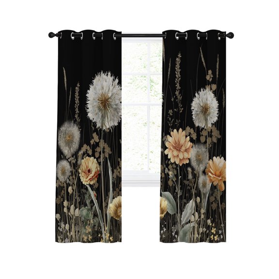 Farmhouse Flowers Blackout Curtains 39 Inches Length, Spring Vintage Botanical Floral Window Treatment Thermal Insulated Drapes for Bedroom Living Room 2 Panels 55x39 Inches