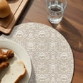thumbnail image 3 of Beige Damask Round 15 Inch Placemats Set of 6, Vintage Country Scroll Floral Patterned HeatResistant Non Slip Place Mats for Dining Table, Wipeable Braided Kitchen Table Mats for Housewarming, 3 of 9