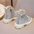 thumbnail image 7 of ZHOGXU Big Girls Ankle Boots Flat Sole Soft Sole Non Slip Solid Color Zipper Lace Up Comfortable Fashion Shoes For Casual Daily Wear Silver 3-4 Years, 7 of 7