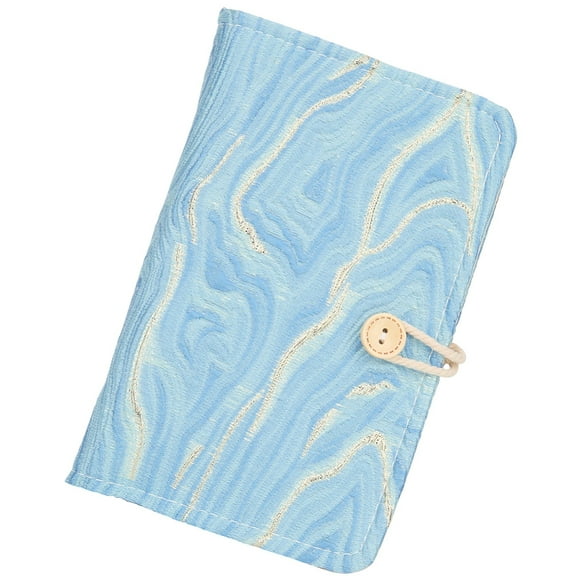 1pc Cloth 6-Ring Loose Leaf Zipper Book Covers Binder Cover Rectangle Deep Sky Blue 200x130x28mm