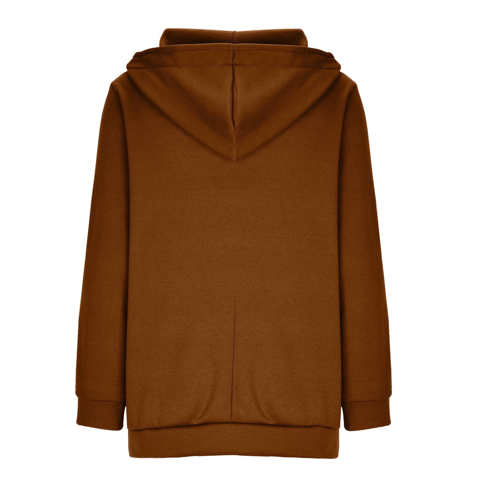 WMTBSRSW Women's Plus Size S-5XL Hoodies Zip Up Solid Hooded Sweatshirts Casual Long Sleeve Sweatshirts with Pockets Fleece Lined Hood Jackets Coffee Medium