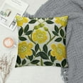 thumbnail image 2 of JEUXUS  Flower Farmhouse Decorative Throw Pillow Cover, Cottage Floral Green Leaves Pattern, Canvas Cushion Case for Sofa Couch Bed Living Room(Yellow Flowers), 2 of 5